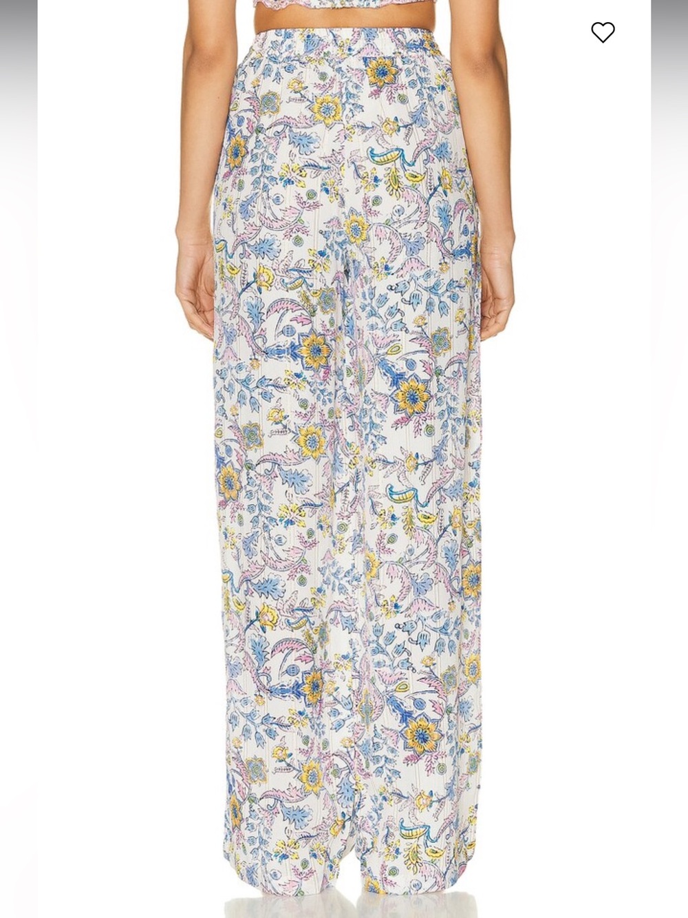 HEMANT & NANDITA Vans White Floral Paisley Gold Metallic Wide Leg Pants - Picture 3 of 12